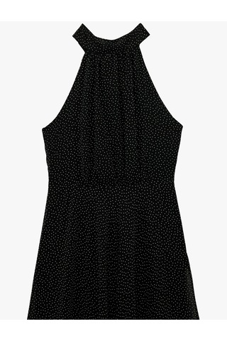 Koton Midi Boy Puantiyeli Halter Yaka Şifon Elbise Siyah Desenli 6sak80176uw Siyah