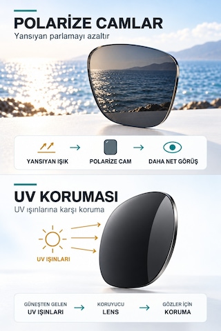 Fotokromik Polarize Uv Korumalı Buğu Önleyici Yan Siperlikli Güneş Gözlüğü Siyah Siyah