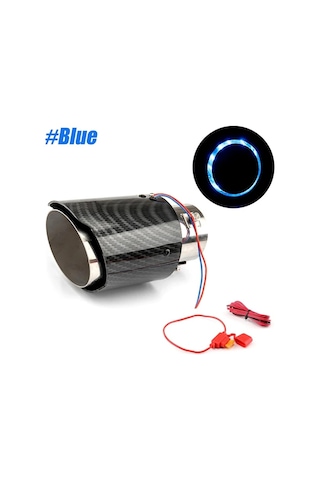 Boatshop1 Mavi Karbon Fiber Egzoz Ucu Kirmizi Mavi Led Isikli Paslanmaz Celik Egzoz Boru Modifikasyon