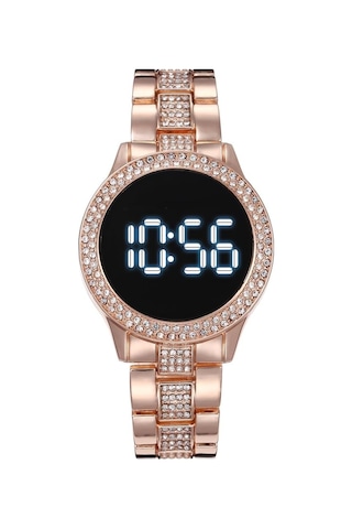 Kasa Paketi Ekran Dijital Led Kadın Saati Çelik Bant Elmas Saat Yuvarlak Kadranlı Saat Diğer