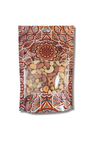 Şeffaf Pencereli Mandala Desenli Poşet, Kilitli Fermuar, Yeniden Kullanılabilir Saklama Torbası,hazır Doypack, Farklı Kullanım Alanları 100, 17,5x25
