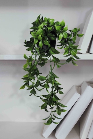 Yapay Çiçek Elmas Saksı İçerisinde Yoğun Dallı 40 Cm Limon Yaprağı Sarkıtı