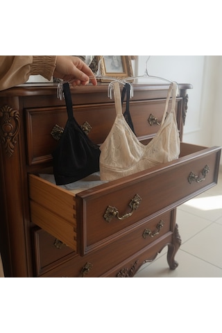 Bonbon Kadın Tül Dantelli Balensiz 2 Li Paket Spor Sütyen Bb2617 Siyah - Ten