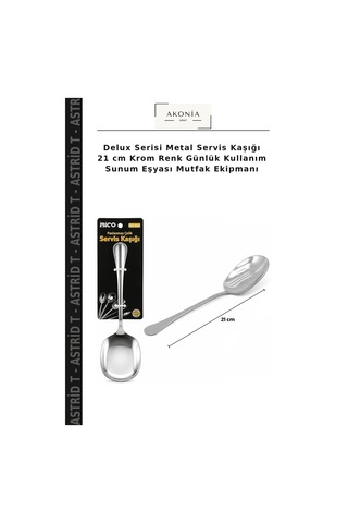Delux Serisi Metal Servis Kaşığı 21 Cm Krom Renk Günlük Kullanım Sunum Eşyası Mutfak Ekipmanı