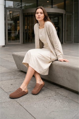 DMR Elegance Luvra Bağcıksız Hakiki Süet Deri Kadın Günlük Mantar Taban Loafer Klasik Ayakkabı Hdmt - Kahve Kahverengi
