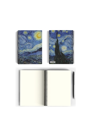 Lexroo Vincent Van Gogh/the Starry Night,1889 Spiralli Defter 02 A5 Çizgisiz 100 Sayfa Çok Renkli