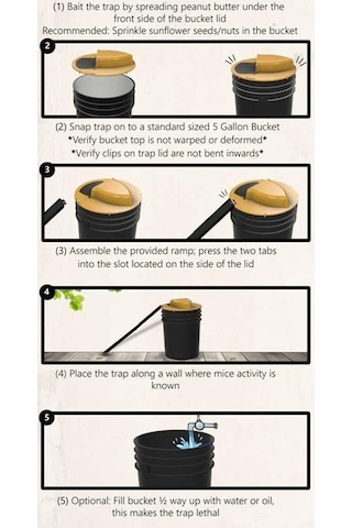 Sürgülü Kaydırmalı Kova Fare Kapanı Sarı