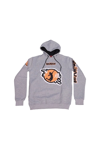 Haikyu No:2 Kapüşonlu Sweatshirt Gri Çok Renkli