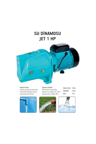 Cmc Elektrikli Su Dinamosu Su Pompası Su Motoru Jet 1 Hp