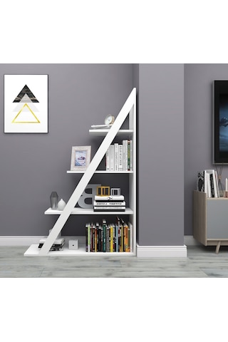 Arnetti Arven 4 Raflı Modern Kitaplık, Beyaz- Arven