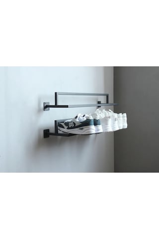 Aju Metal Ayakkabı Rafı Duvara Monte Ayakkabılık Modern Şık Tasarım Özel Ayakkabı Çizme Depolama 1 Adet Siyah