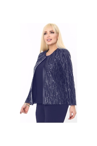 Büyük Beden 3771 Lacivert Ceket+bluz Takım 001