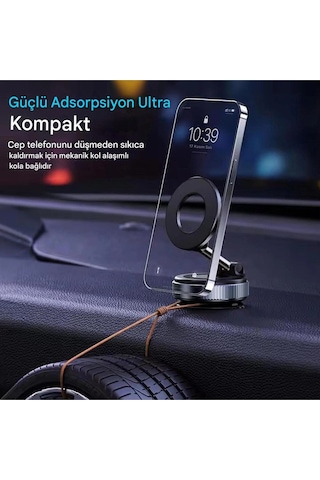 Cs 360 Derece Dönebilen Güçlü Vakumlu Magsafe Araç İçi Ve Masa Üstü Halka Telefon Tutucu