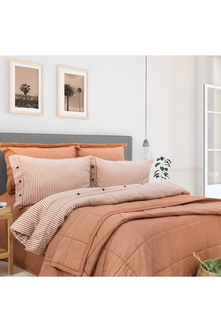 Schafer Home Loria Yatak Örtüsü Nevresim Seti 7 Parça-turuncu Turuncu