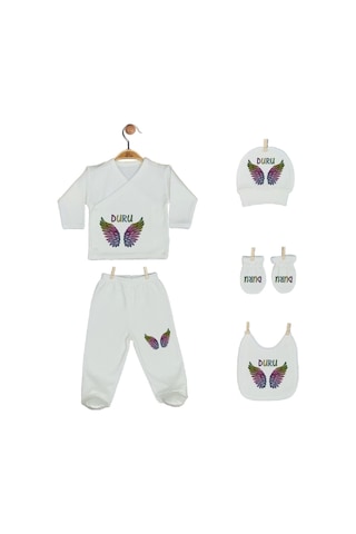 Pia Baby Gl 2207 İsme Özel Yastık Zıbın Set Krem