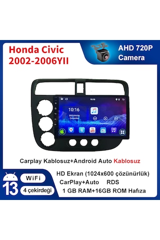 Honda Civic 2002-2006yıl 1gb Ram 16gb Rom Multimedya