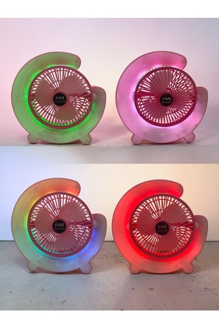 Led Işıklı Ev Ofis Soğutucu Pervane Fan Taşınabilir Şarjlı Masaüstü Fan - 1 Adet
