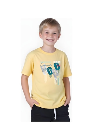 Panios Kids Hope Baskılı Erkek Çocuk Yuvarlak Yaka Kısa Kollu T-shirt Sarı