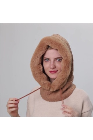 Ww Açık Havada Soğuğa Dayanıklı Kayak Şapkası, Yüz Maskesi, Tek Parça Soğuğa Dayanıklı Başlık - Açık Kahverengi