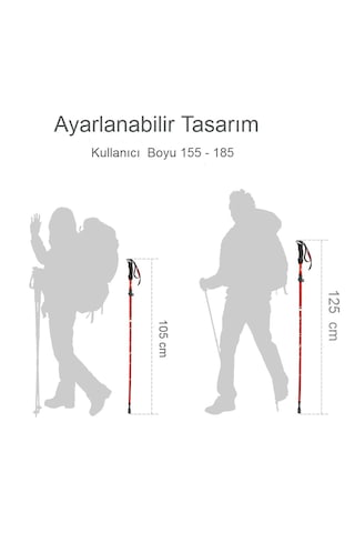 Katlanabilir Trekking Yürüyüş Batonu 105-125cm Hafif Karbon Çelik Mavi