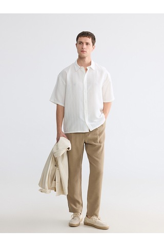 Lcw Vision Ekru Regular Fit Erkek Dokulu Gömlek