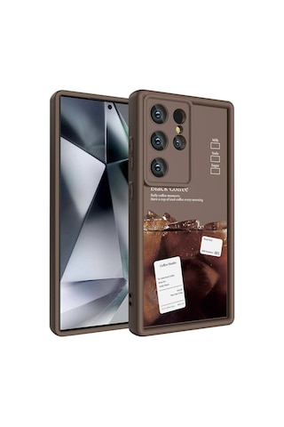Nourthkiingdom Galaxy Uyumlu S24 Ultra Kılıf Kamera Korumalı Baskılı Arka Yüzey Nrtk Klas Kapak - Açık Kahve Açık Kahve