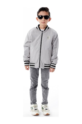 Benitto Kids Erkek Çocuk Kapüşonlu Çift Taraflı Mevsimlik Yağmurluk 51364 Gri