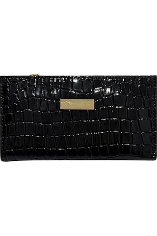 Adelina Bags Kadın Timsah Deseni Görünümlü Basic Küçük Siyah Cüzdan Siyah