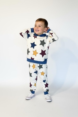 Yıldız Baskılı Kapşonlu 2 Li Takım İndigo