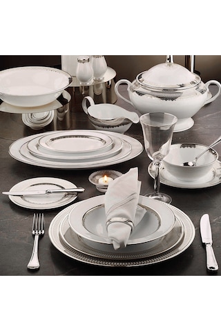 Evaliza Crown 60 Parça 12 Kişilik Yemek Takımı - Platin Platin