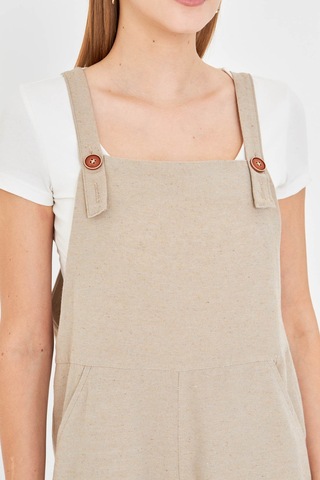 Armonika Kadın Bej Cepli Geniş Paçalı Bahçıvan Tulum Arm-25y001043