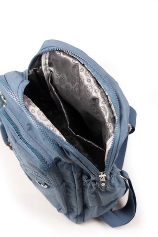 Küçük Boy Krinkıl Çok Gözlü Günlük Kadın Sırt Çantası Mavi 8318