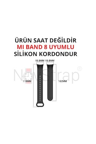 Novstrap Xiaomi Mi Band 8 Uyumlu Kordon 1 1 Tam Uyumlu Klasik Jel Silikon Miband 8 Kordon Kayış