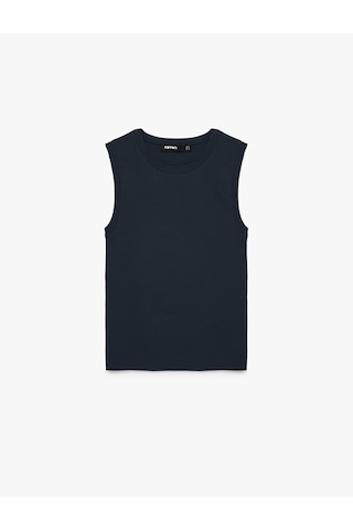 Koton Regular Fit Kolsuz Bisiklet Yaka Triko Bluz Lacivert 7wak30029ht