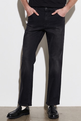 Wrangler Texas Straight Fit Normal Bel Denim Esnek Jean Kot Pantolon Siyah