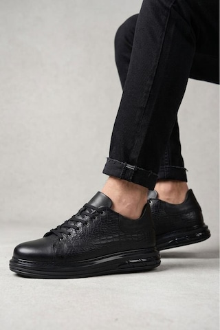 Papuçcity Pisagor Ps-01209 Erkek Hakiki Deri Sneakers Spor Ayakkabı Siyah