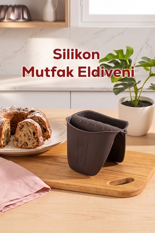 Porsima 33006 Silikon Fırın Eldiveni Isı Yalıtımlı Mikrodalga Fırın Tencere Tepsi Tutacağı Antrasit