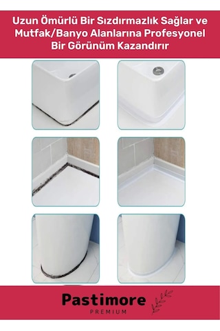 Duş Pvc Lavabo Küvet Tezgah Kenar Banyo Mutfak Pencere 3,2 Mt Su Sızdırmaz Geçirmez Yalıtım Bant Beyaz