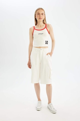 Defacto Coool Yüksek Bel Gabardin Bermuda Şort D1250AX24SMWT32 Beyaz