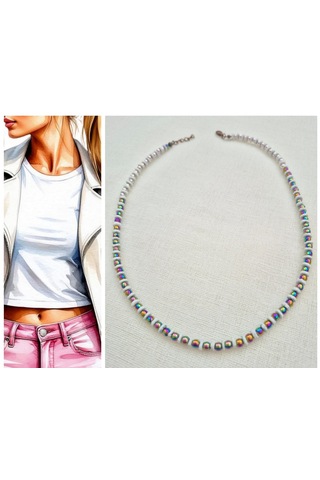 Termal Kuvars Doğal Taş Ve Mercan Doğal Taşlı Bayan Kolye Çok REnkli