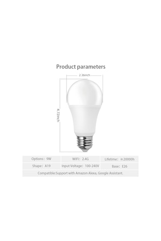 Mufunye Tuya Wifi+bt Akıllı Led Ampul E26/e27 9w 800lm Rgb+c+w 2700-6500k Ses/voıp Kontrol Zamanlama Ayarı 1 Adet Beyaz