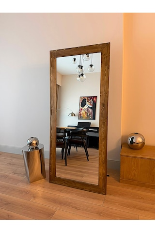 Doğal Ahşap Çerçeveli 180x80 Cm Ceviz Ayaklı Boy Aynası