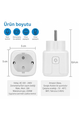 Akıllı Priz Smart Plug Wi-fi Uzaktan Kontrol 16A