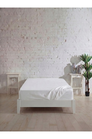 Tek Kişilik Pamuklu Lastikli Çarşaf, Ranforce Tek Kişilik Fitted Çarşaf 100x200+20 Cm Beyaz