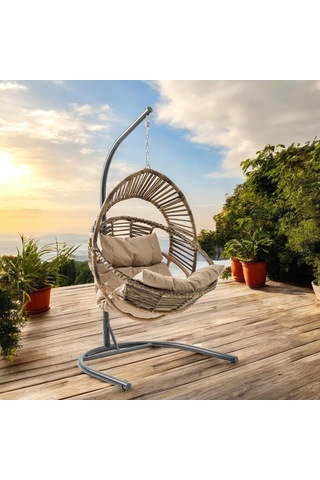 Nobel Tekli Rattan Bahçe Salıncağı Rehome Balkon Salıncağı Açık Kahve Diğer