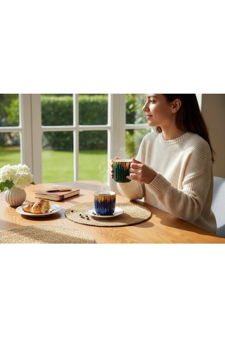 Acar Kupa Porselen Mug Dalgalı Yaldızlı