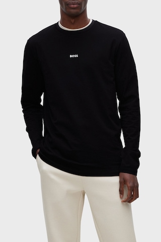 Boss Logolu Regular Fit Bisiklet Yaka Uzun Kollu Pamuklu Sweat Erkek Sweat 50473286 001 Siyah