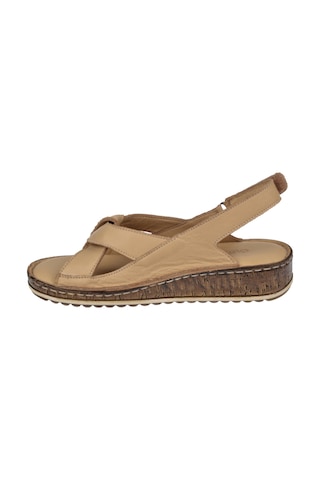 Castle Black Hakiki Deri Comfort Kadın Sandalet Cb-22354 Bej