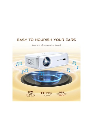 Aurzen Eazze D1 Akıllı Projektör Wifi Ve Bluetooth - Yerel 1080p Film - Beyaz