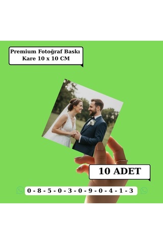 Kişiye Özel Premium Fotoğraf Baskı 10 Adet Kare 10x10 Cm